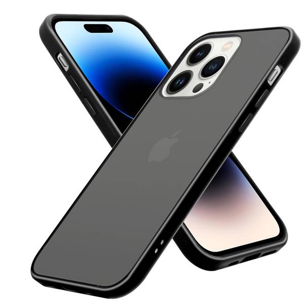 Cadorabo Hülle für Apple iPhone 14 PRO MAX Schutz Hülle in Schwarz Handyhülle Hybrid Schutzhülle Etui TPU Silikon