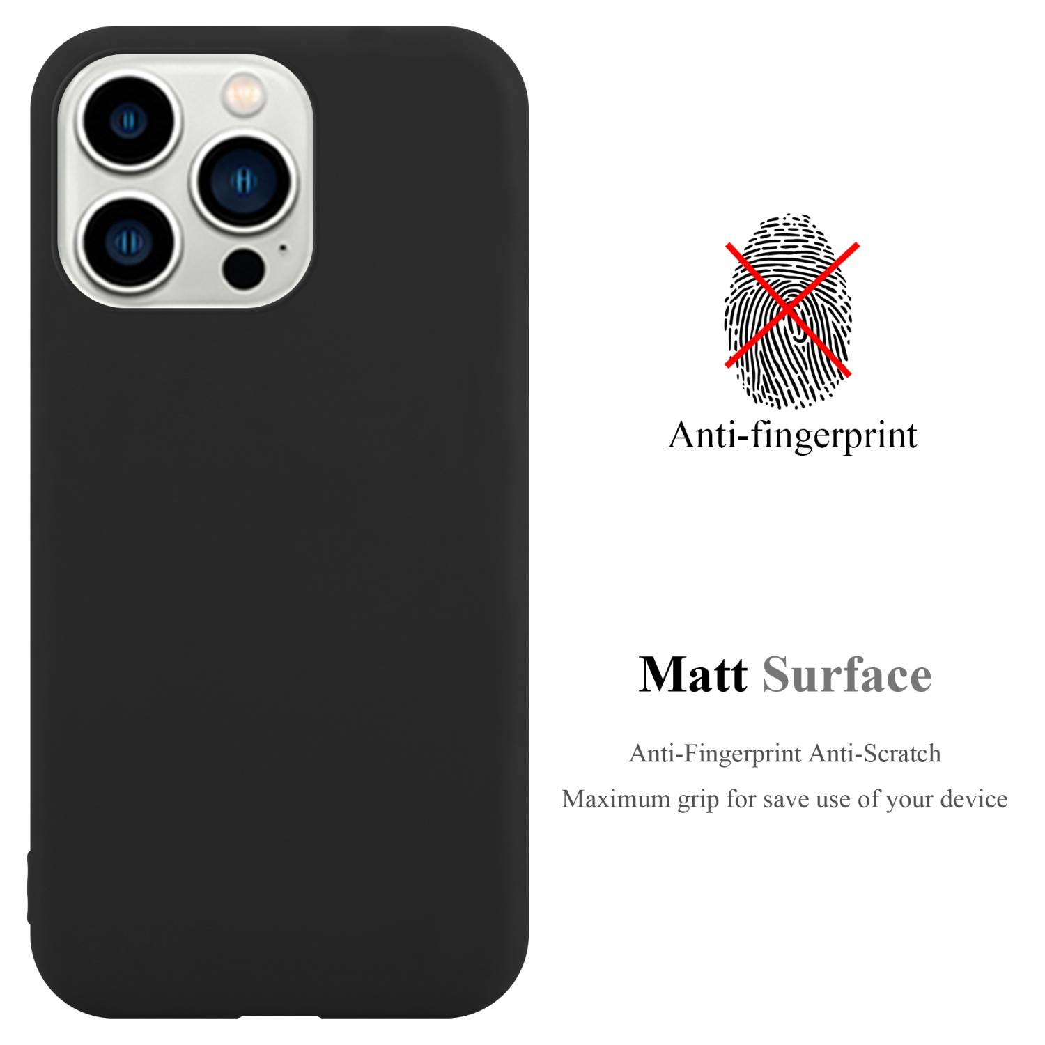 Cadorabo Hülle für Apple iPhone 14 PRO Schutzhülle in Schwarz Handyhülle TPU Silikon Etui Case Cover-2