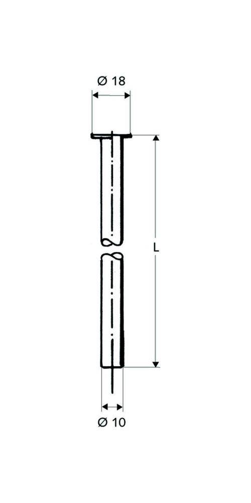 Schell Kupferrohr 10 mm für 1/2Zoll, Bördel 18mm, chrom 300mm-1