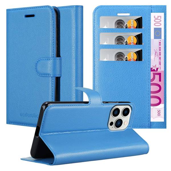 Cadorabo Hülle für Apple iPhone 14 PRO MAX Schutz Hülle in Blau Handyhülle Etui Case Cover Magnetverschluss