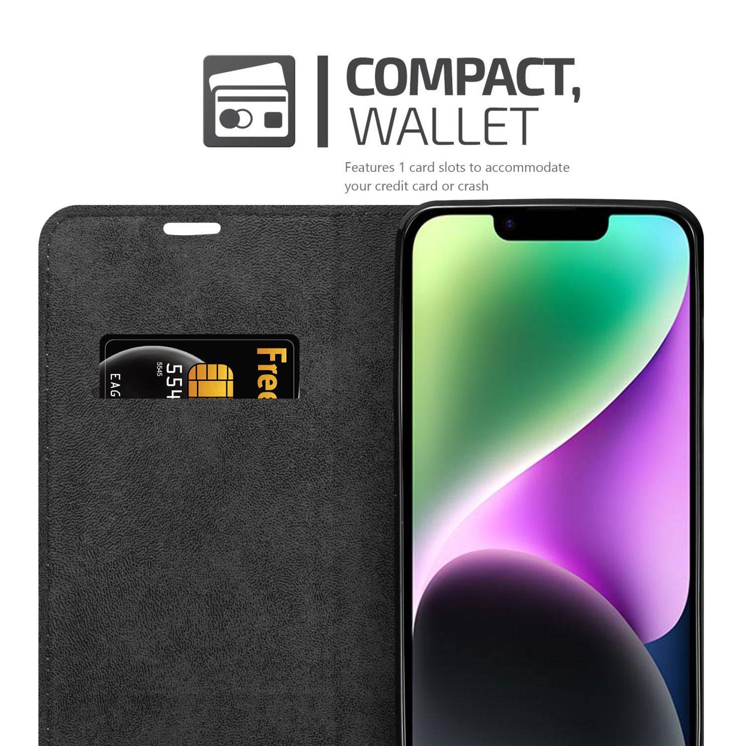 Cadorabo Hülle für Apple iPhone 14 Schutz Hülle in Schwarz Handyhülle Etui Case Cover Magnetverschluss-3
