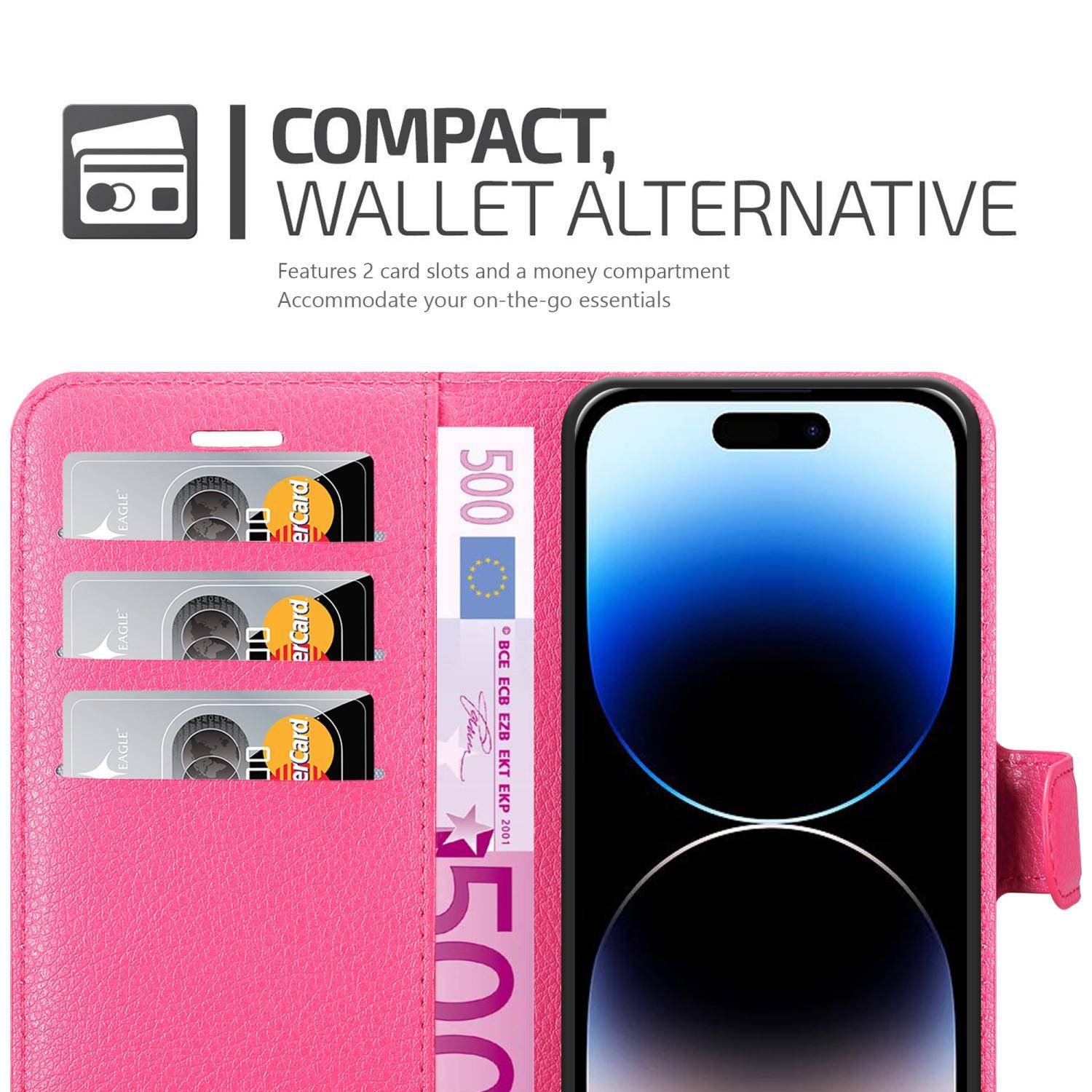 Cadorabo Hülle für Apple iPhone 14 PRO Schutz Hülle in Pink Handyhülle Etui Case Cover Magnetverschluss-3