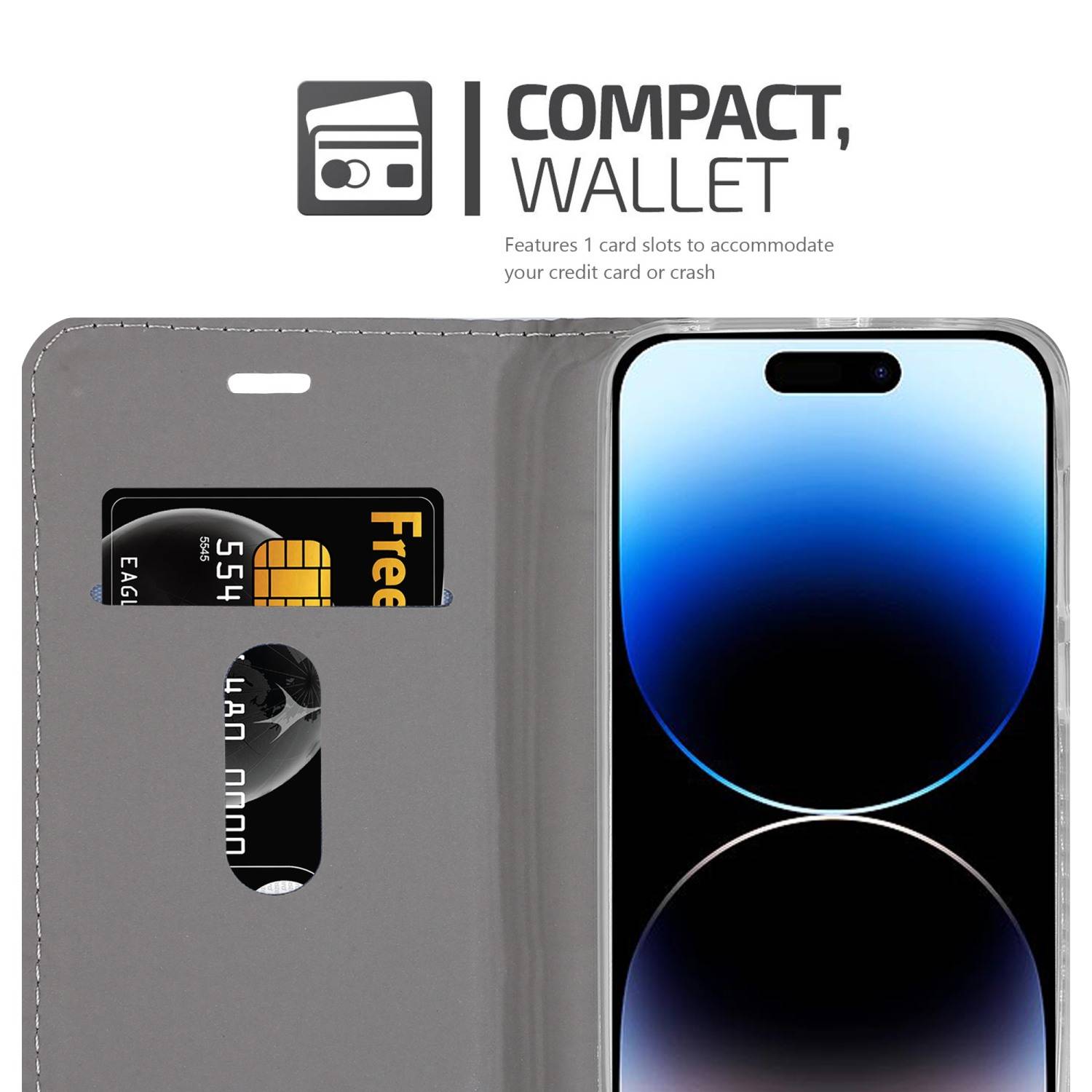 Cadorabo Hülle für Apple iPhone 14 PRO Schutzhülle in Blau Handy Hülle Etui Book Case Cover-3