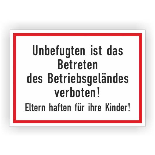 Verbotsschild m. Hinweistext, Unbefugten ist das Betreten verboten, Aluminium, 350 x 250 mm-0