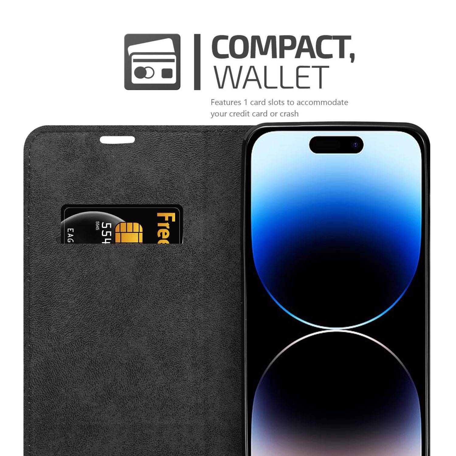 Cadorabo Hülle für Apple iPhone 14 PRO Schutz Hülle in Schwarz Handyhülle Etui Case Cover Magnetverschluss-3