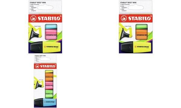 STABILO BOSS MINI 3er Etui, gelb, blau, pink-3