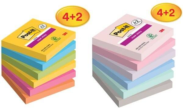 Post-it Haftnotizen Super Sticky Notes, 76 x 76 mm, 4+2 (9000774)-2