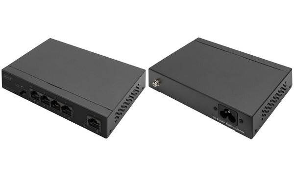 DIGITUS - 4+1-Port Gigabit PoE Netzwerkswitch, Desktop, unmanaged, 1 Uplink Port RJ45, 60 W, af/at-3