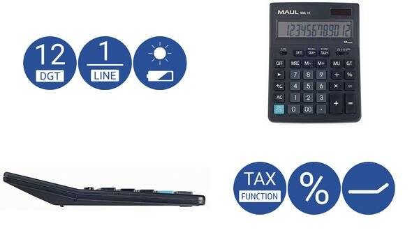JAKOB MAUL - MAUL MXL 12, Desktop, Display-Rechner, 12 Ziffern, 1 Zeilen, Akku, Schwarz-3