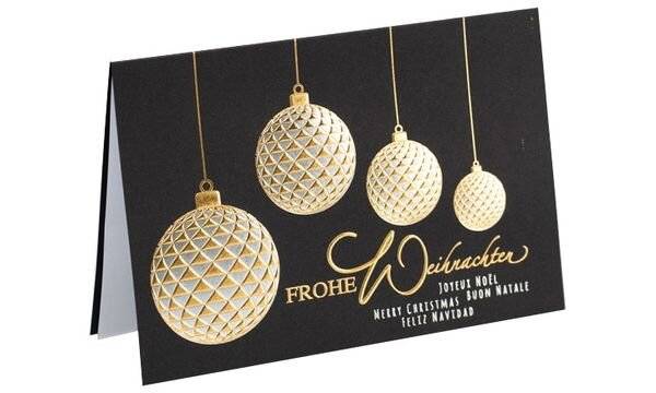 RÖMERTURM Weihnachtskarte "Goldende Weihnachtskugeln"-1