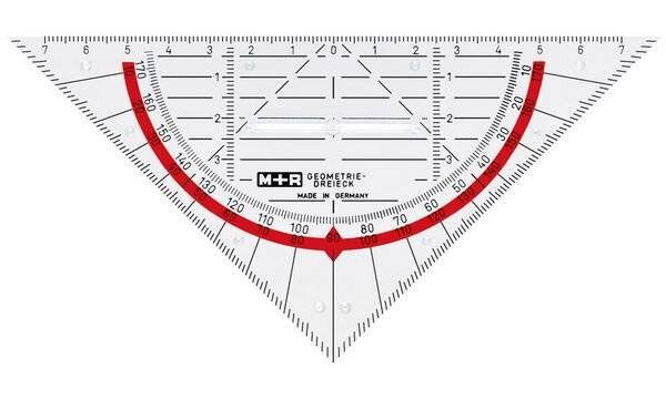M+R Geodreieck 17cm glasklar rot hinterlegt 1 Stück-2