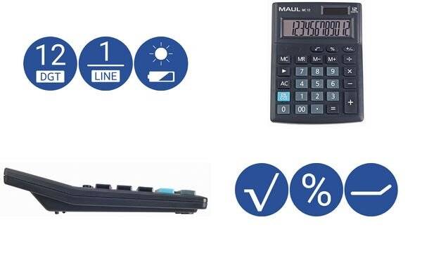 Tischrechner MC 12 Solar/Batterie 103x31mm schwarz-3