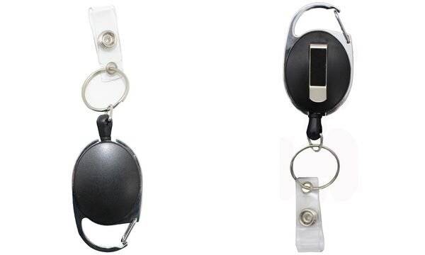 WEDO Gürtelclip 2in1 sw, mit ausziehbarer Schnur