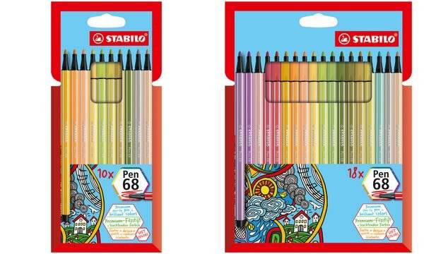 STABILO Fasermaler Pen 68, 18er Kartonetui neue Farben (55500725)