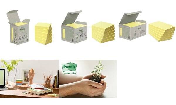 Post-it Haftnotizen Recycling, 38 x 51 mm, gelb (9002660)