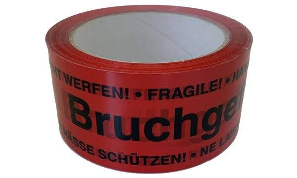HAPPEL Signalklebeband "Bruchgefahr", 50 mm x 66 m, rot (8783020)-0