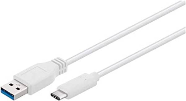 Goobay 67189 USB C auf USB A 3.0 Verlängerungskabel Handy Ladekabel Adapterkabel OTG Super Speed 5 Gbit/s Weiß 0,2m