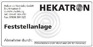 Hekatron Vertriebs Abnahmeschild FSA 3740888-1