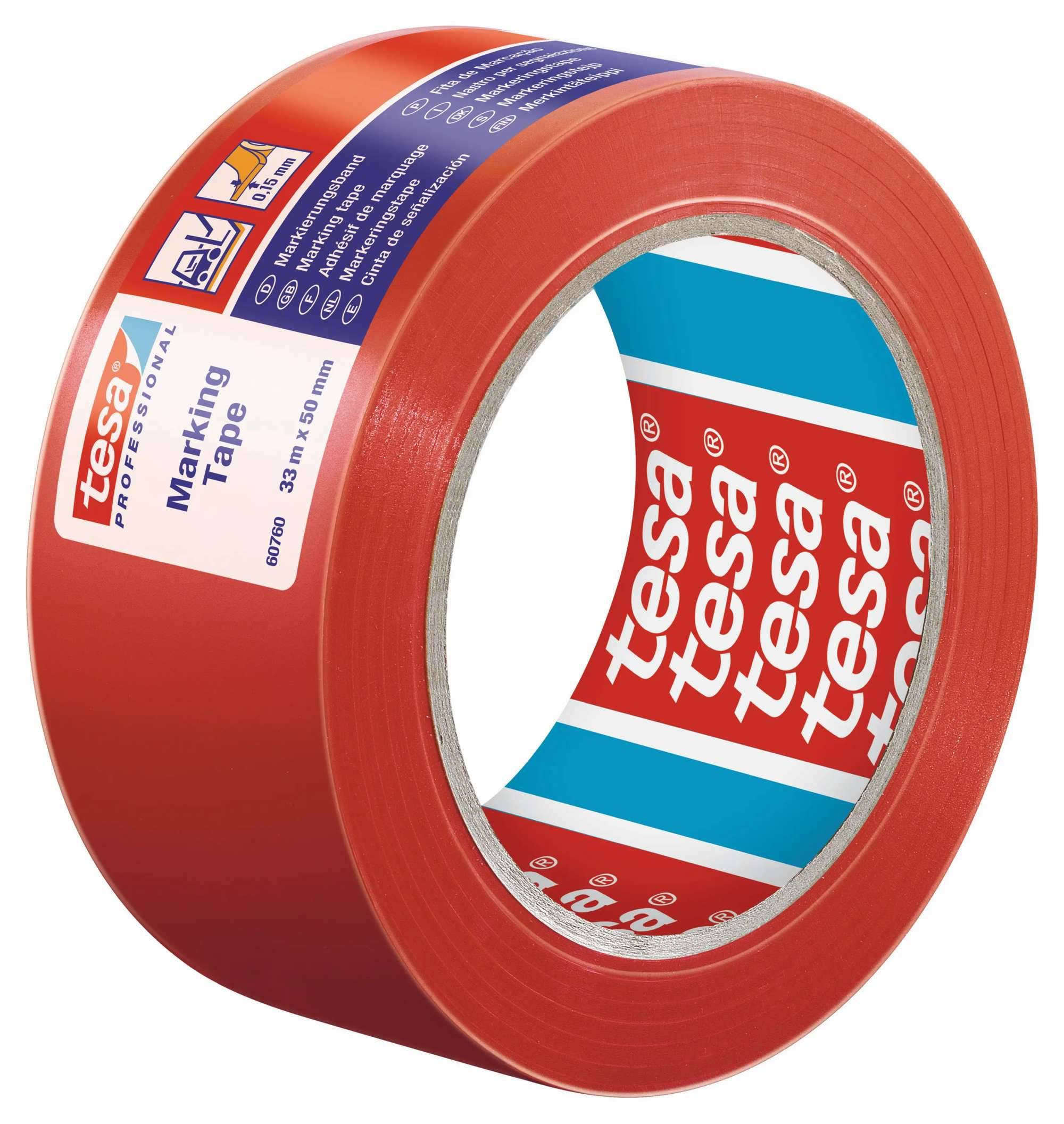 tesa 60760 Bodenmarkierung, 33 m x 50 mm, rot