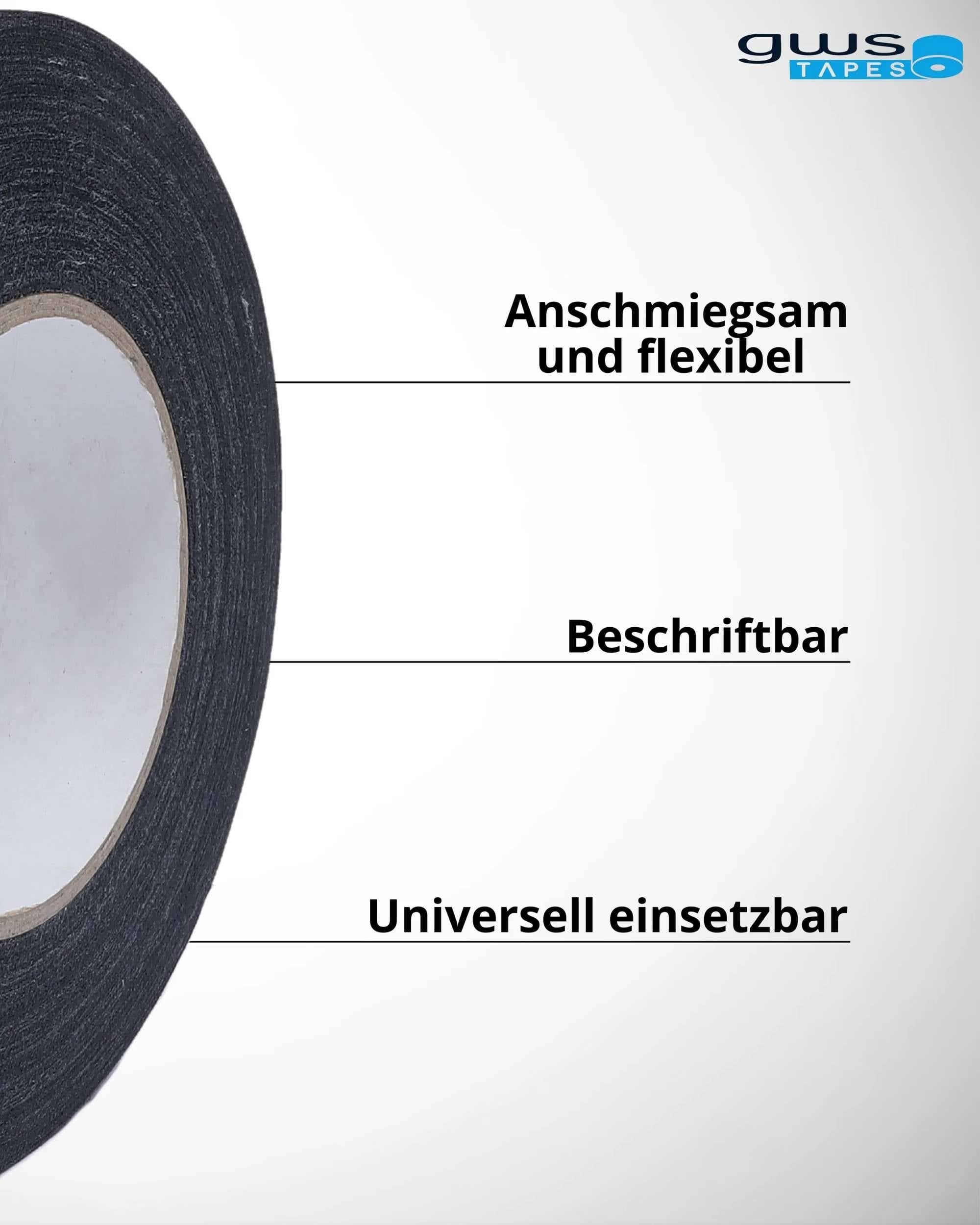 gws 21541 Grip- Gewebeband, Griffschutz, 50 m x 38 mm, schwarz-2