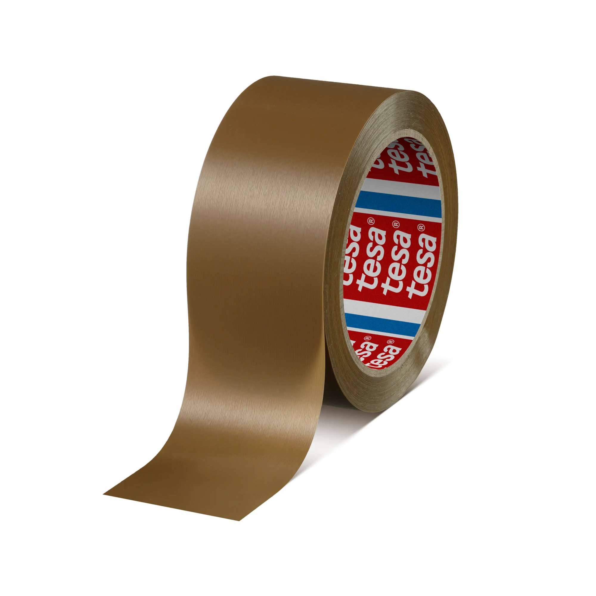 tesa 4100 geprägtes Premium PVC Packband, 66 m x 50 mm, braun