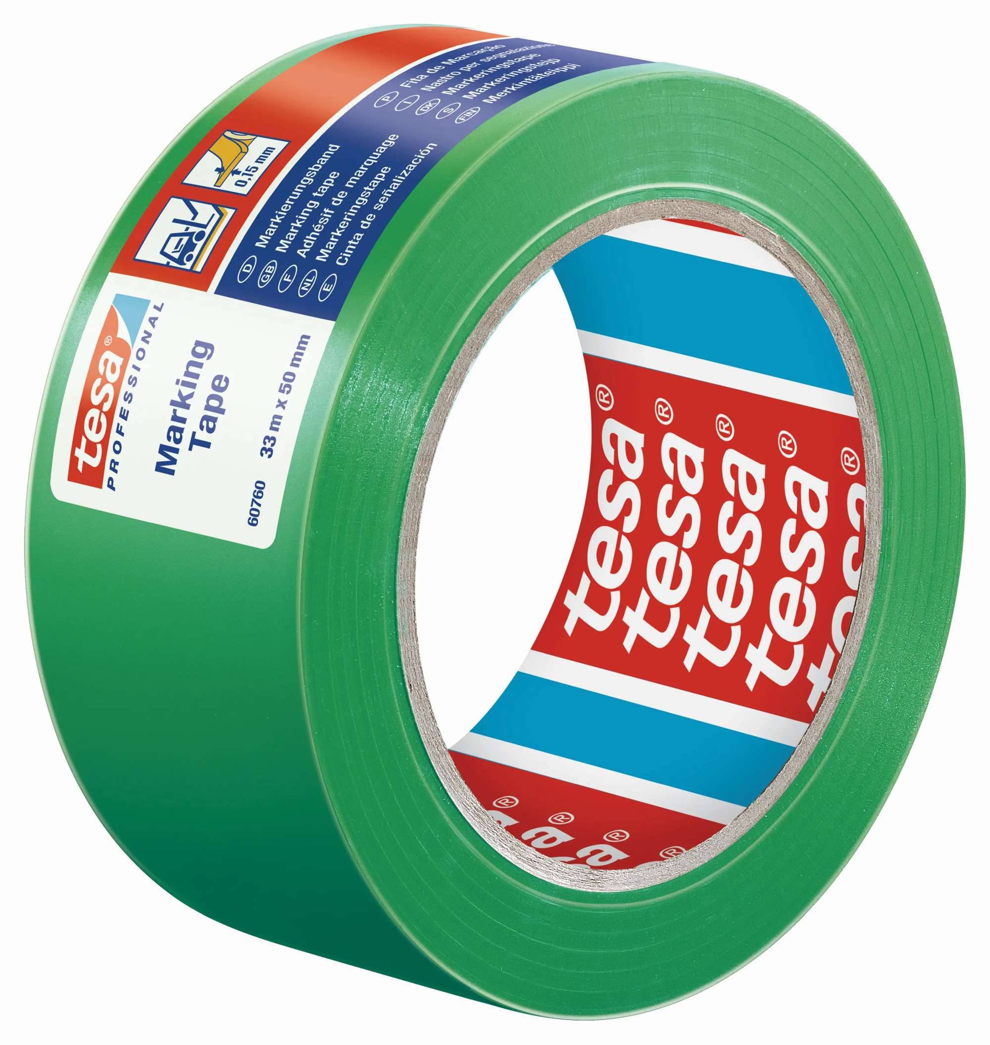 tesa 60760 Bodenmarkierung, 33 m x 50 mm, leucht-grün
