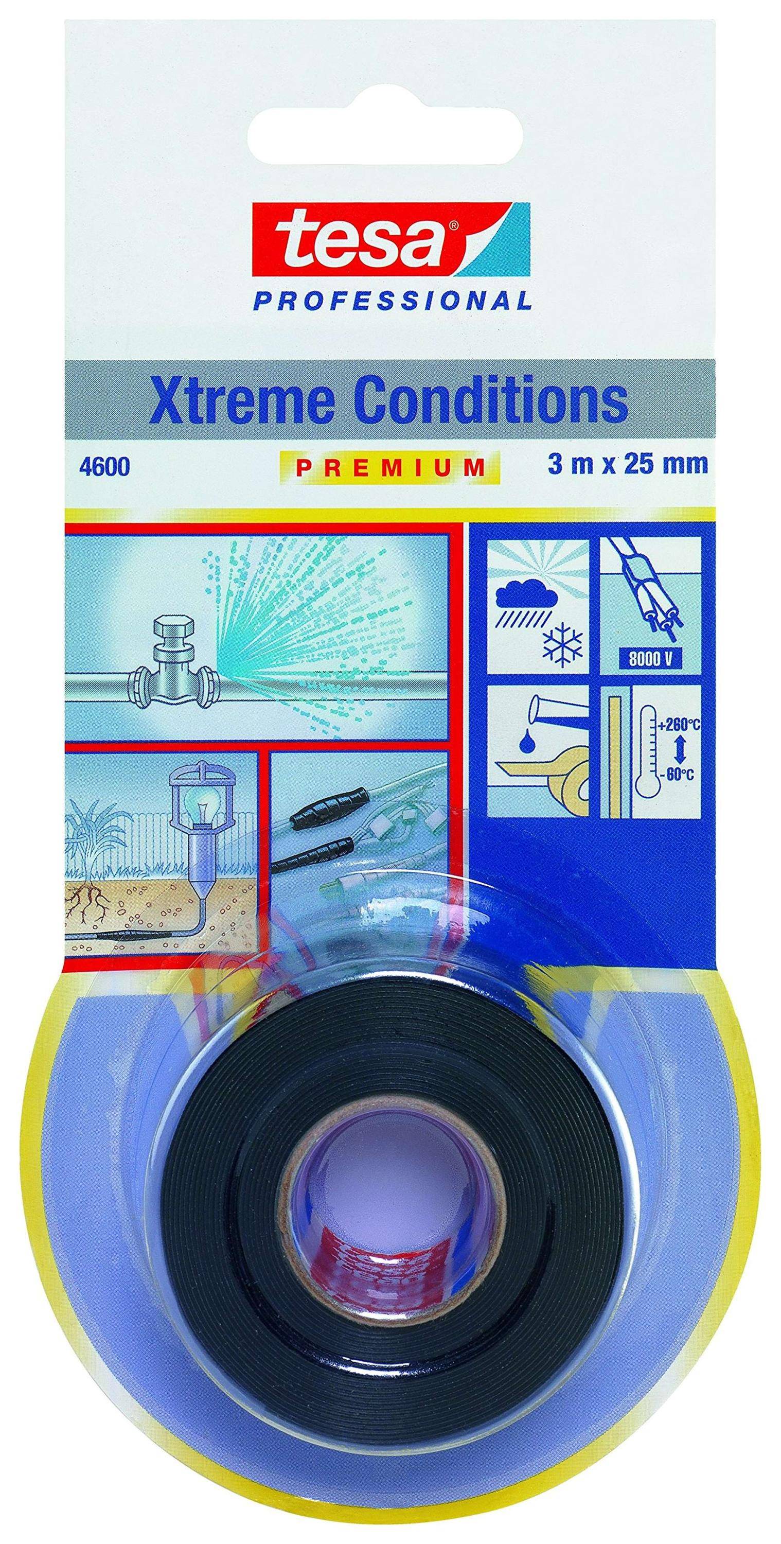 tesa Professional 4600 Xtreme Conditions Abdichtband, 3 m x 25 mm, schwarz-0