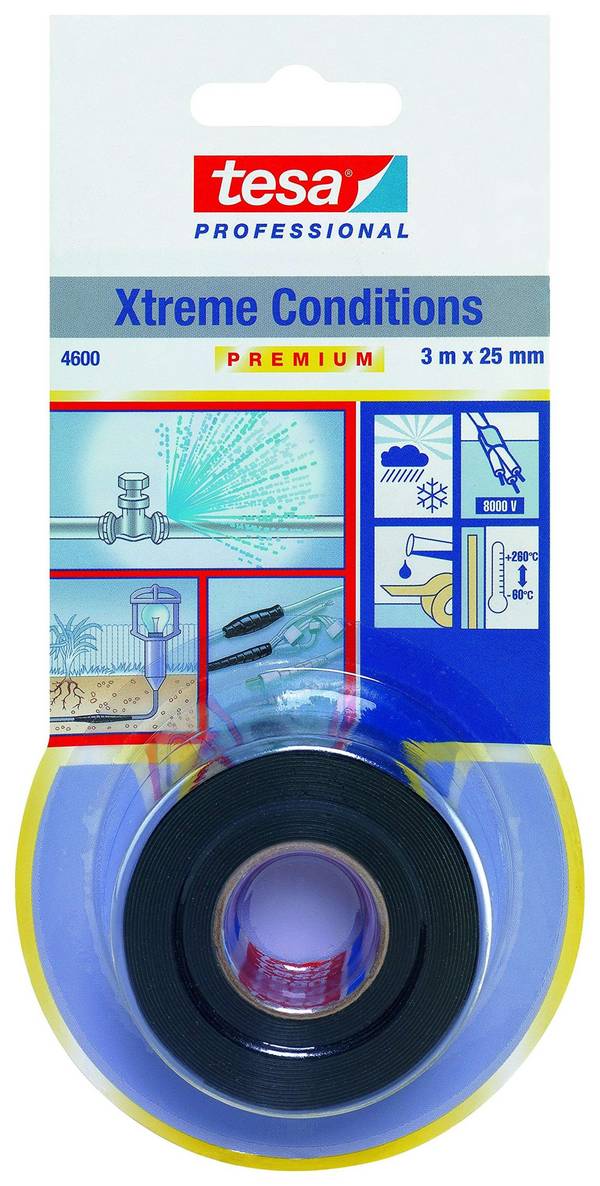 tesa Professional 4600 Xtreme Conditions Abdichtband, 3 m x 25 mm, schwarz