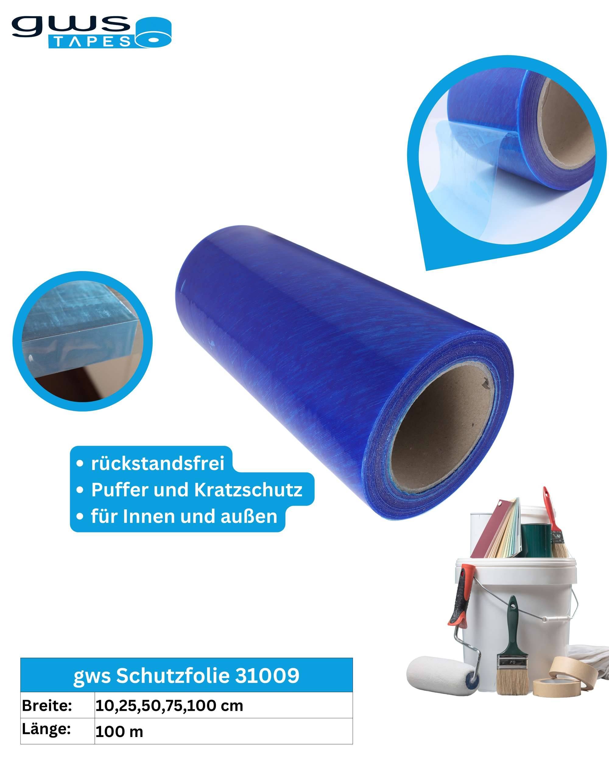 PE Schutzfolie Oberflächenschutzfolie rutschfest, 100 m x 750 mm, blau-2