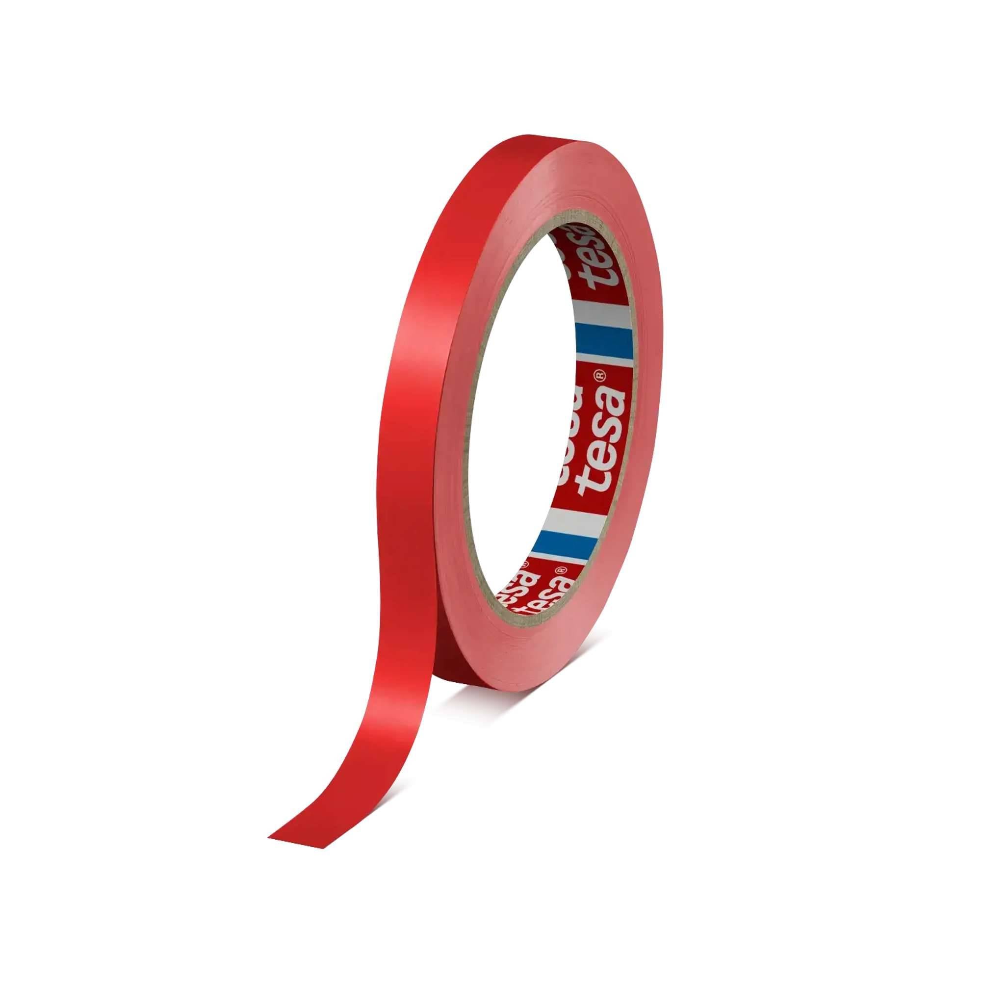 tesa 60404 PVC Klebeband für Innenverpackungen, 66 m x 15 mm, rot-0