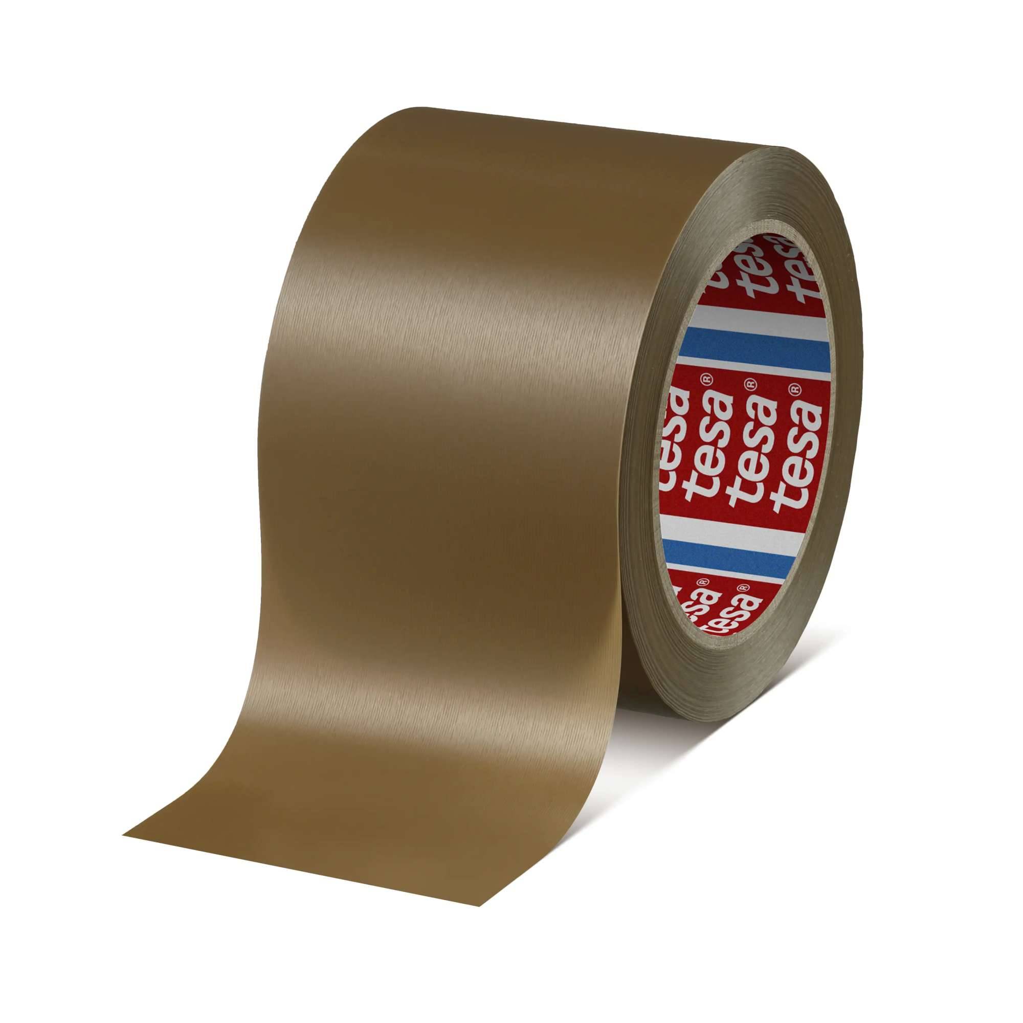 tesa 4100 geprägtes Premium PVC Packband, 66 m x 75 mm, braun-0