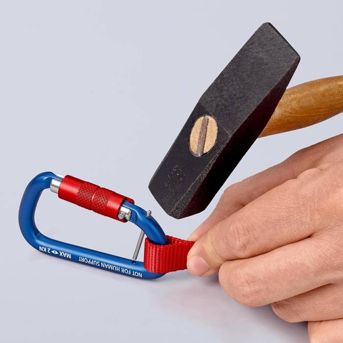 Materialkarabiner L.81mm m.Schraubverschluss blau besch.KNIPEX-1