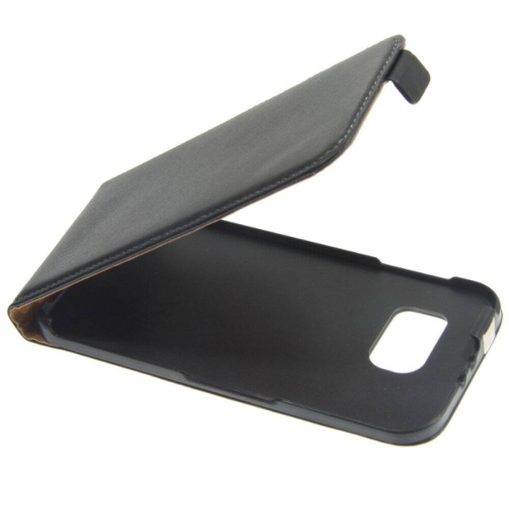 Slim Leder Flip Hülle für Galaxy S6 - schwarz 4250710563661-2