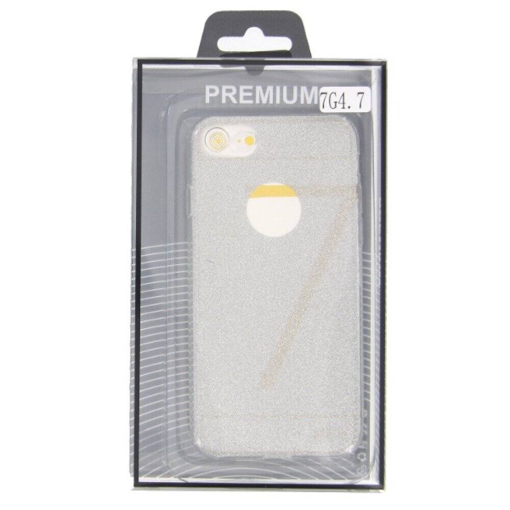 TPU Silikonhülle glitzer für iPhone 7 - silber-2