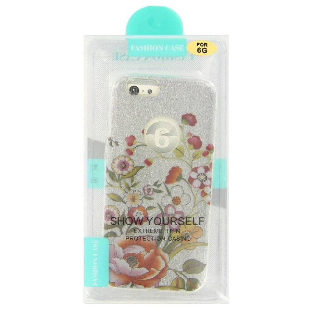 Silikonhülle iPhone 6 mit Glitzer-Blumenmuster-1