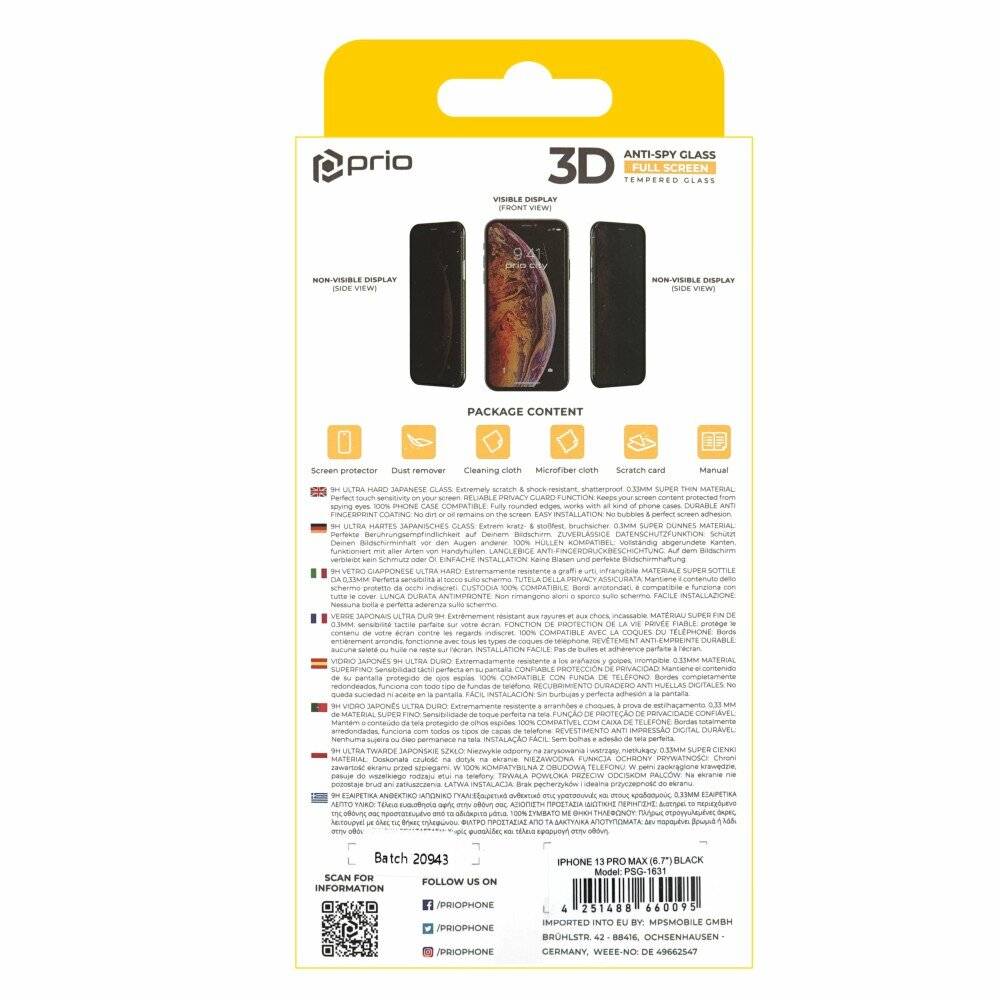 prio 3D Anti-Spy Displayschutzglas für iPhone 14 Plus/13 Pro Max schwarz-2