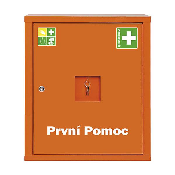 Verbandschrank nach DIN 13169 eintürig signalorange HxBxT 560 x 490 x 200 mm mit Füllung. W. SOEHNGEN GmbH-2