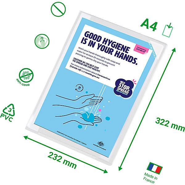 Antimikrobielle Sichthülle KANG EASY CLIC für DIN-A4-Dokumente VE 5 Stk selbstklebend. Tarifold SAS 68548049-2