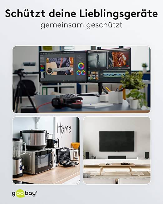 Goobay 72568 6fach Steckdosenleiste mit Schalter Steckdosen einzeln schaltbar Mehrfachsteckdose Steckleiste 1.5m Weiß-5