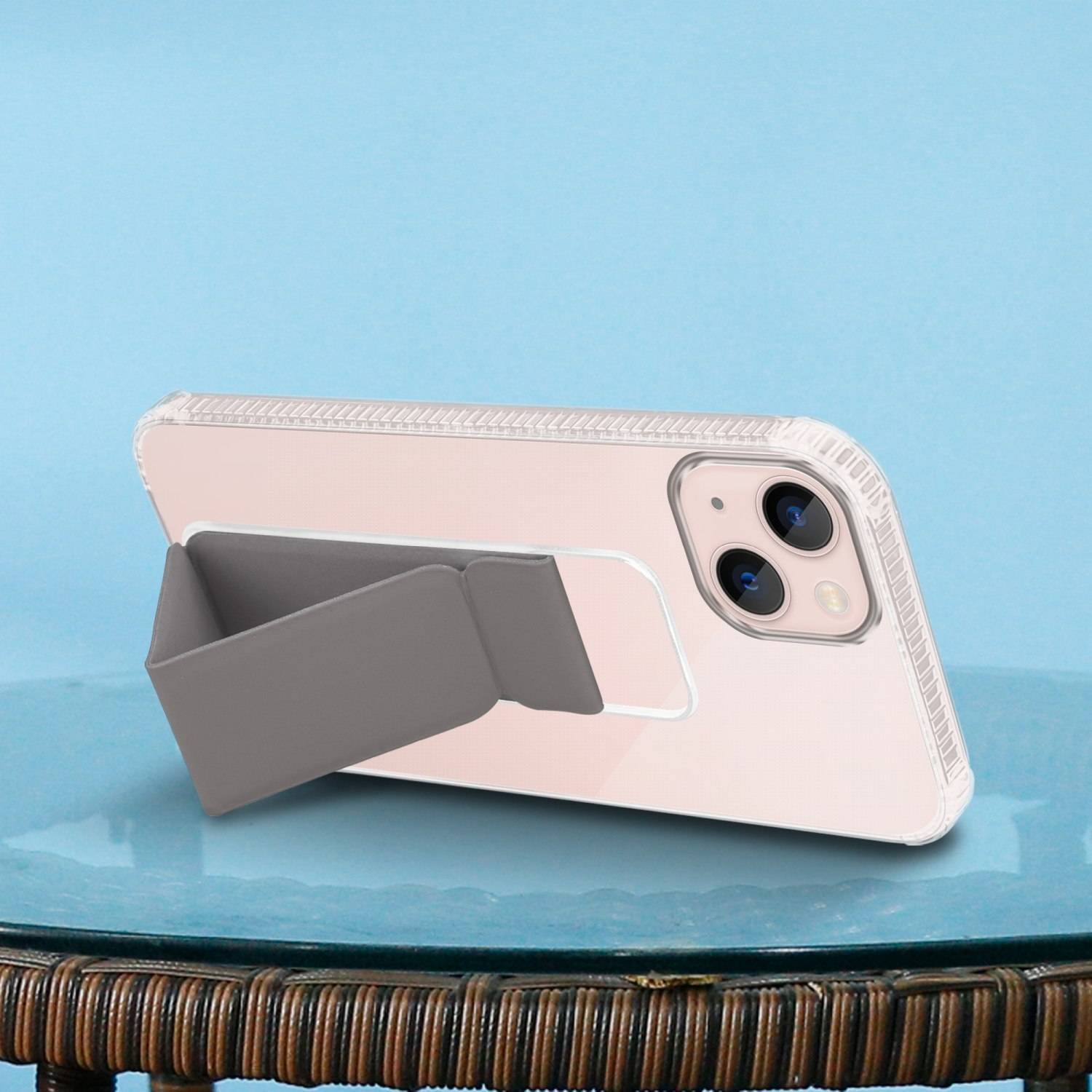 Cadorabo Schutzhülle für Apple iPhone 13 Hülle in Grau Etui TPU Silikon Case Cover Standfunktion-3