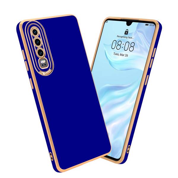 Cadorabo Hülle für Huawei P30 Schutz Hülle in Blau Etui Handyhülle Cover Case TPU Kameraschutz