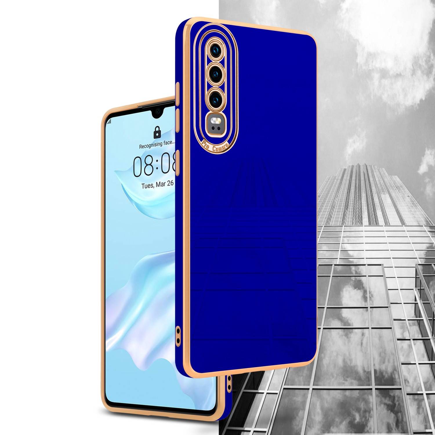 Cadorabo Hülle für Huawei P30 Schutz Hülle in Blau Etui Handyhülle Cover Case TPU Kameraschutz-3