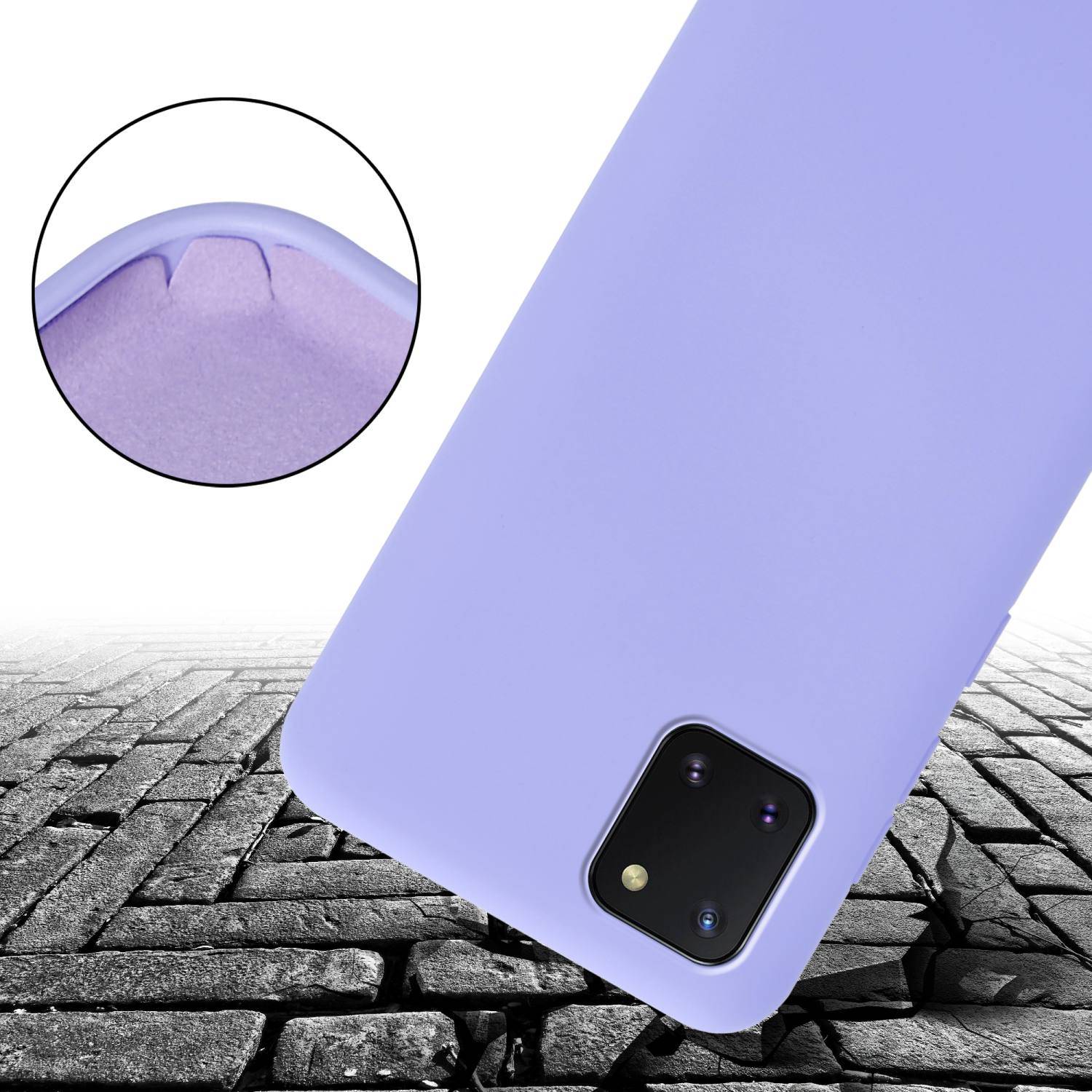 Cadorabo Schutzhülle für Samsung Galaxy A81 / NOTE 10 LITE / M60s Hülle in Lila Handykette Etui längenverstellbar Kordel-3
