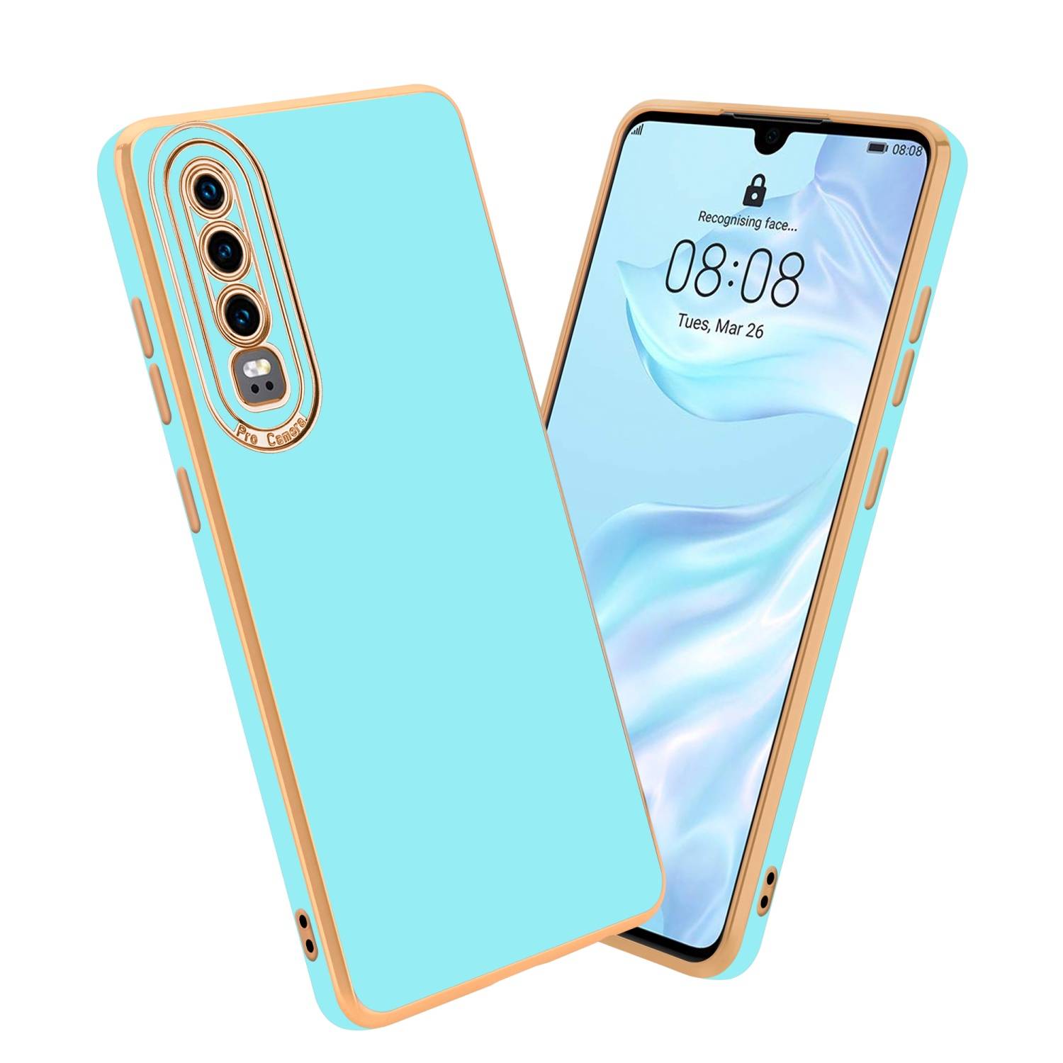 Cadorabo Hülle für Huawei P30 Schutz Hülle in Türkis Etui Handyhülle Cover Case TPU Kameraschutz-0