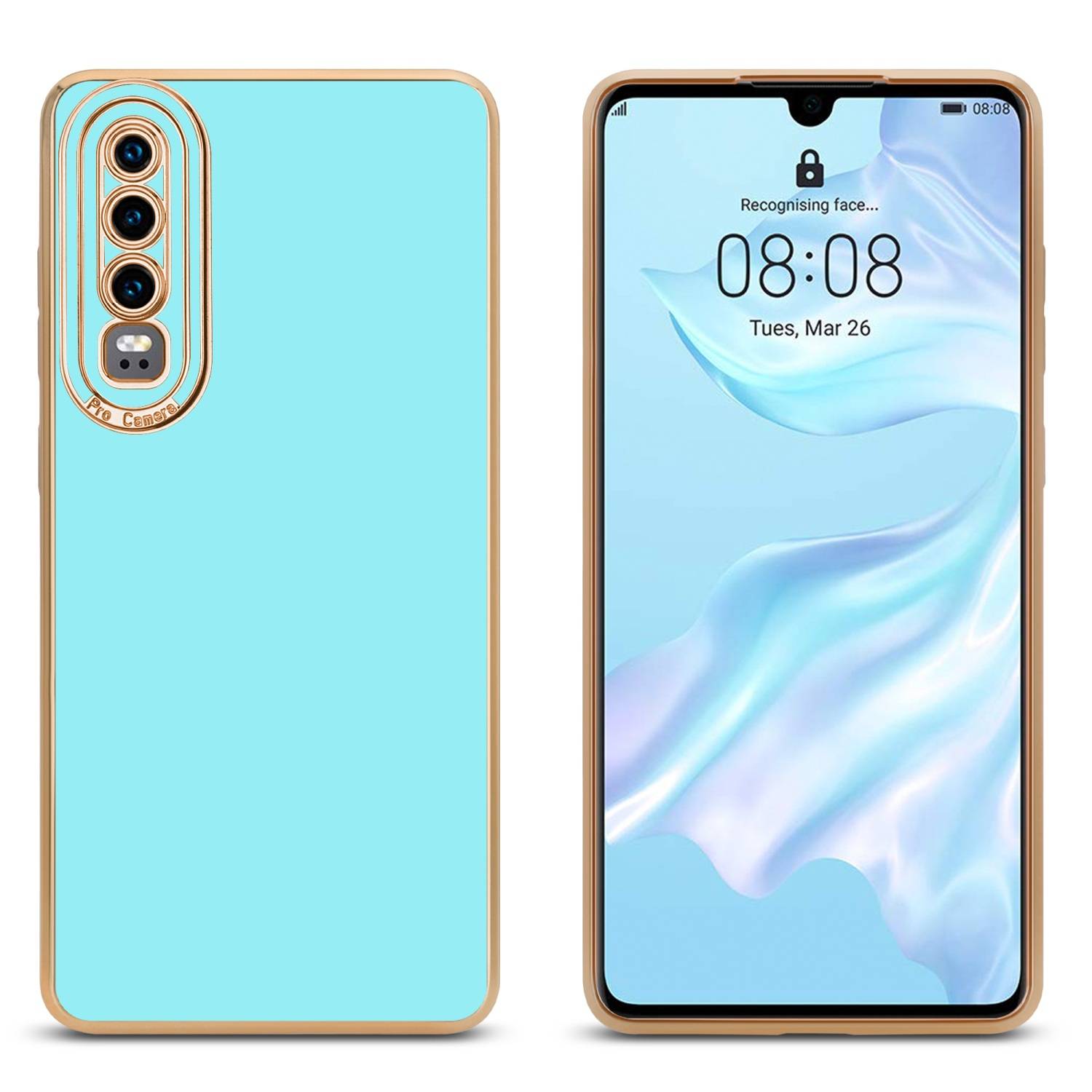 Cadorabo Hülle für Huawei P30 Schutz Hülle in Türkis Etui Handyhülle Cover Case TPU Kameraschutz-2