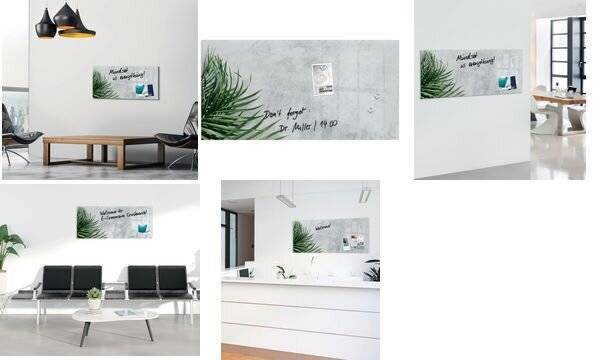 SIGEL Glas-Magnettafel Artverum - Design Botanic - 130 x 55 cm - grau, grün - Sicherheitsglas - TÜV-geprüft-5