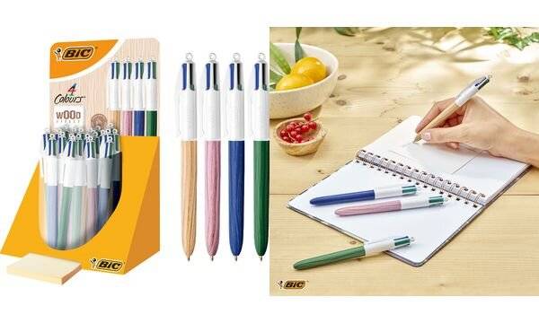 BIC Druckkugelschreiber 4 Colours Wood Style, 30er Display (5103743)-1
