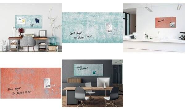 SIGEL Glas-Magnettafel Artverum - Design Red Wall - 130 x 55 cm - koralle - Sicherheitsglas - TÜV-geprüft-5