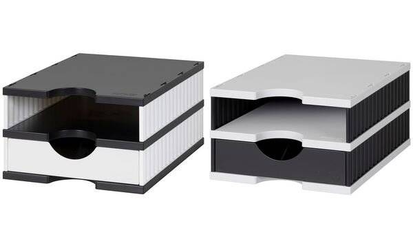 Aufbewahrungsbox styrodoc uno SET 2 Fächer schwarz/grau Schublade schwarz-2