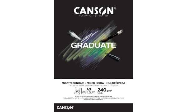CANSON Studienblock GRADUATE MIXED MEDIA, schwarz, DIN A4 (5299253)-0